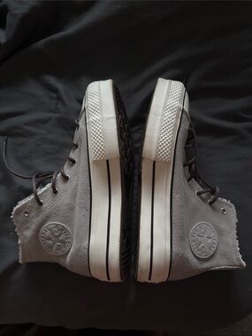 Converse All Star White Sherpa-Lined women’s High-Top Sneakers Sz 7.5